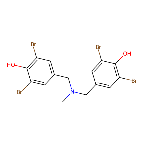 4,4'-[(Methylimino)dimethanediyl]bis(2,6-dibromophenol) structure