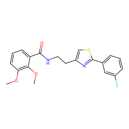 N-{2-[2-(3-fluorophenyl)-1,3-thiazol-4-yl]ethyl}-2,3-dimethoxybenzamide structure