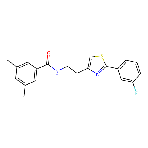 N-{2-[2-(3-fluorophenyl)-1,3-thiazol-4-yl]ethyl}-3,5-dimethylbenzamide structure