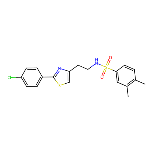 N-[2-[2-(4-chlorophenyl)-1,3-thiazol-4-yl]ethyl]-3,4-dimethylbenzenesulfonamide structure