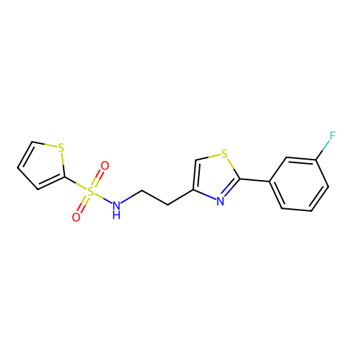 N-[2-[2-(3-fluorophenyl)-1,3-thiazol-4-yl]ethyl]thiophene-2-sulfonamide structure