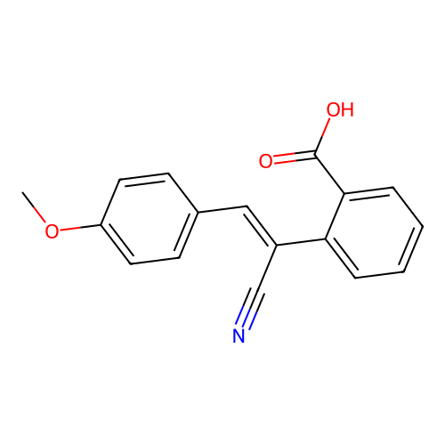 2-[(Z)-1-cyano-2-(4-methoxyphenyl)ethenyl]benzoic acid structure