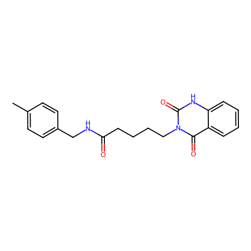 5-(2,4-dioxo-1H-quinazolin-3-yl)-N-[(4-methylphenyl)methyl]pentanamide structure