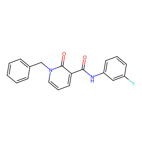 1-benzyl-N-(3-fluorophenyl)-2-oxo-1,2-dihydropyridine-3-carboxamide structure