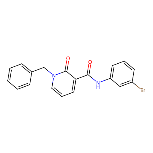 1-benzyl-N-(3-bromophenyl)-2-oxo-1,2-dihydropyridine-3-carboxamide structure