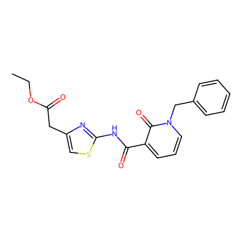 ethyl 2-[2-(1-benzyl-2-oxo-1,2-dihydropyridine-3-amido)-1,3-thiazol-4-yl]acetate structure