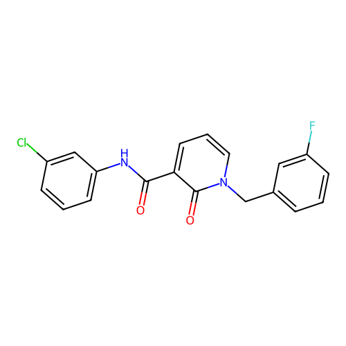 N-(3-chlorophenyl)-1-(3-fluorobenzyl)-2-oxo-1,2-dihydropyridine-3-carboxamide structure
