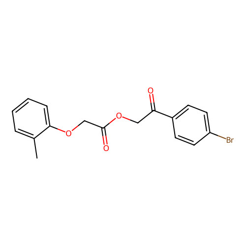 2-(4-Bromophenyl)-2-oxoethyl (2-methylphenoxy)acetate structure