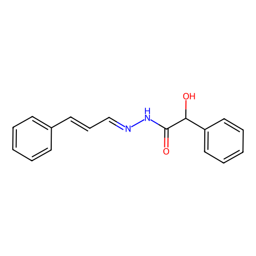 2-hydroxy-2-phenyl-N-[(E)-[(E)-3-phenylprop-2-enylidene]amino]acetamide structure