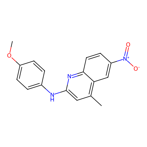 N-(4-methoxyphenyl)-4-methyl-6-nitroquinolin-2-amine structure