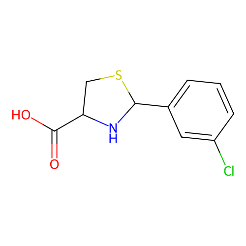 2-(3-chlorophenyl)-1,3-thiazolidine-4-carboxylic Acid structure