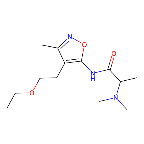 Propionamide, 2-(dimethylamino)-N-(4-(2-ethoxyethyl)-3-methyl-5-isoxazolyl)- structure