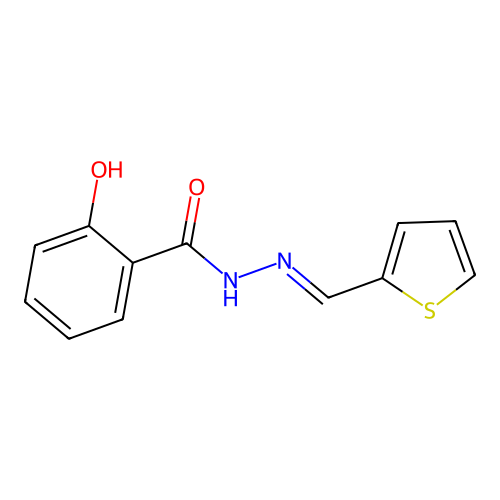 2-hydroxy-N-(thiophen-2-ylmethylideneamino)benzamide structure