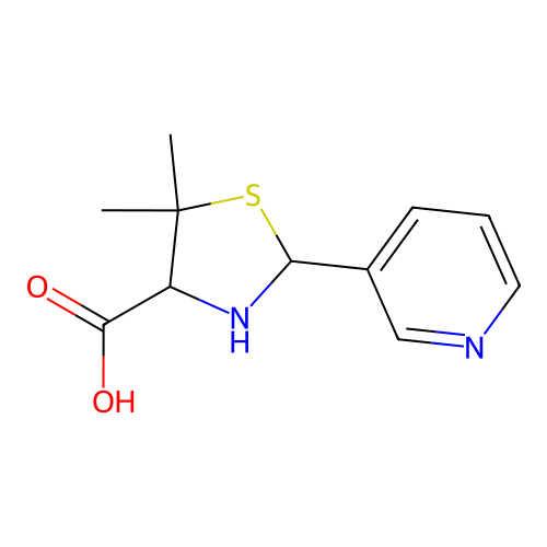 5,5-Dimethyl-2-(pyridin-3-yl)-1,3-thiazolidine-4-carboxylic acid structure