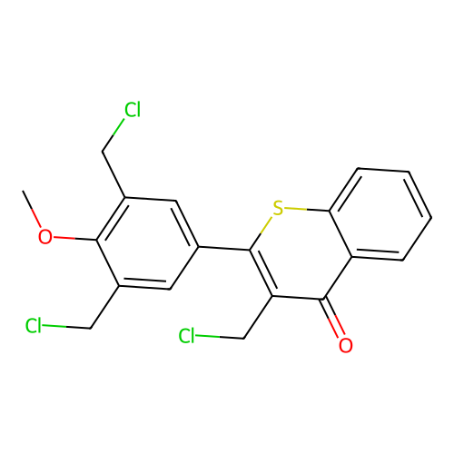 2-[3,5-Bis(chloromethyl)-4-methoxyphenyl]-3-(chloromethyl)thiochromen-4-one structure