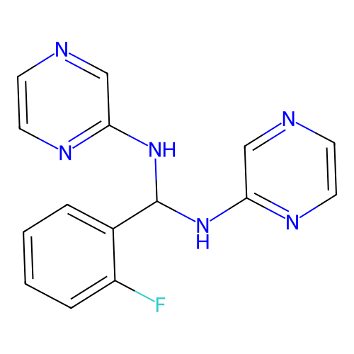 1-(2-fluorophenyl)-N,N'-di(pyrazin-2-yl)methanediamine structure