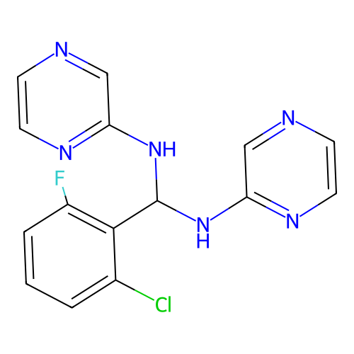 1-(2-Chloro-6-fluorophenyl)-N,N'-di(pyrazin-2-yl)methanediamine structure