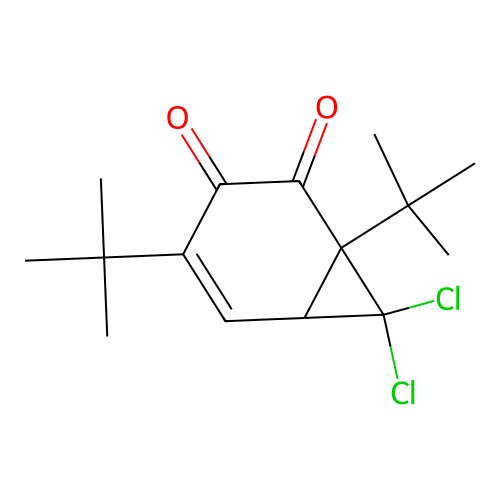 1,4-Di-tert-butyl-7,7-dichlorobicyclo[4.1.0]hept-4-ene-2,3-dione structure