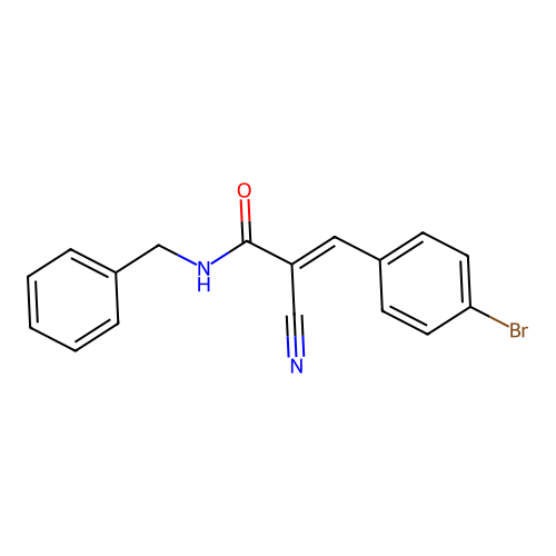 N-benzyl-3-(4-bromophenyl)-2-cyanoprop-2-enamide structure