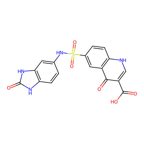 4-oxo-6-[(2-oxo-1,3-dihydrobenzimidazol-5-yl)sulfamoyl]-1H-quinoline-3-carboxylic acid structure