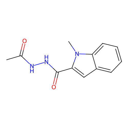 N'-acetyl-1-methyl-1H-indole-2-carbohydrazide structure
