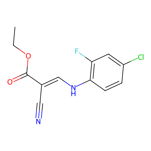 Ethyl 3-((4-chloro-2-fluorophenyl)amino)-2-cyanoprop-2-enoate structure