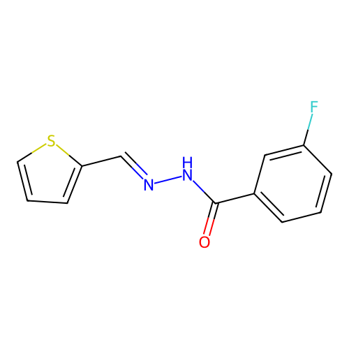 3-fluoro-N-[(E)-thiophen-2-ylmethylideneamino]benzamide structure