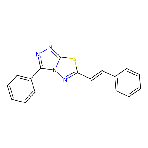 3-phenyl-6-[(E)-2-phenylethenyl]-[1,2,4]triazolo[3,4-b][1,3,4]thiadiazole structure