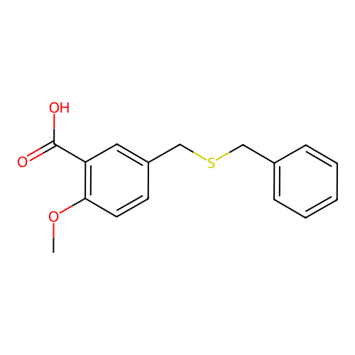 5-((Benzylthio)methyl)-2-methoxybenzoic acid structure