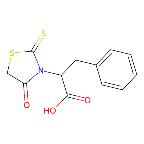 2-(4-Oxo-2-thioxo-1,3-thiazolidin-3-yl)-3-phenylpropanoic acid structure