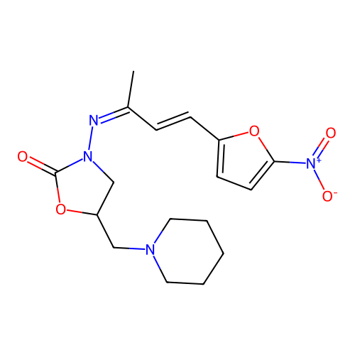 3-[[(E)-4-(5-NITRO-2-FURYL)BUT-3-EN-2-YLIDENE]AMINO]-5-(PIPERIDIN-1-YLMET HYL)OXAZOLIDIN-2-ONE structure