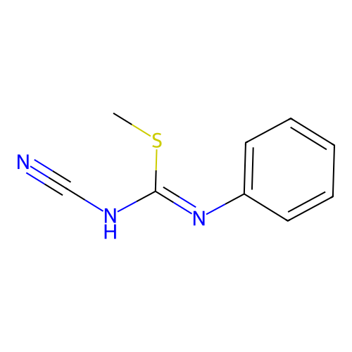 Methyl N-cyano-N'-phenylcarbamimidothioate structure