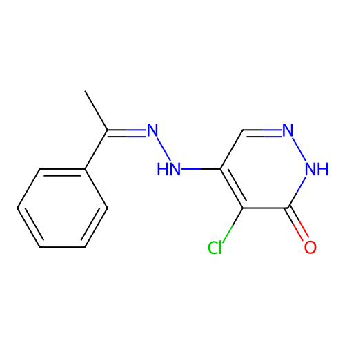 5-chloro-4-[2-(1-phenylethylidene)hydrazinyl]-1H-pyridazin-6-one structure