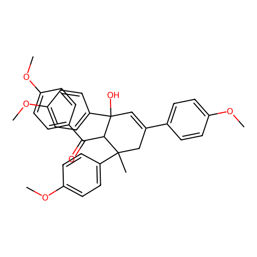 [2-hydroxy-2,4,6-tris(4-methoxyphenyl)-6-methylcyclohex-3-en-1-yl]-(4-methoxyphenyl)methanone structure