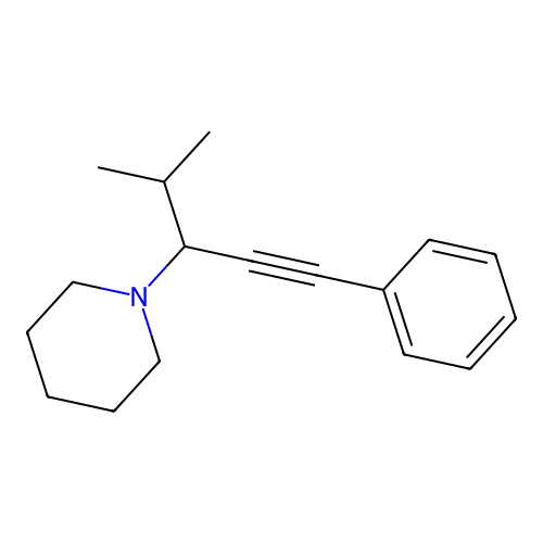 1-(4-Methyl-1-phenylpent-1-yn-3-yl)piperidine structure
