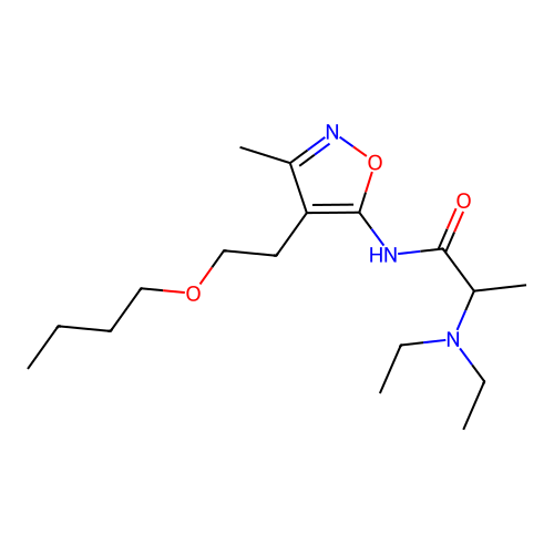 Propionamide, N-(4-(2-butoxyethyl)-3-methyl-5-isoxazolyl)-2-(diethylamino)- structure