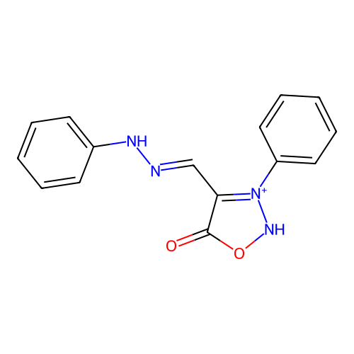 3-phenyl-4-[(phenylhydrazinylidene)methyl]-2H-oxadiazol-3-ium-5-one structure