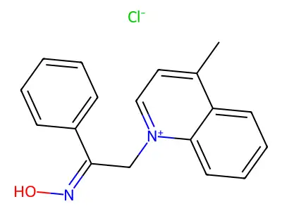 N-[2-(4-methylquinolin-1-ium-1-yl)-1-phenylethylidene]hydroxylamine structure