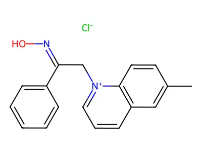 N-[2-(6-methylquinolin-1-ium-1-yl)-1-phenylethylidene]hydroxylamine structure
