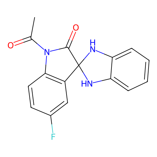 1'-acetyl-5'-fluoro-1,3-dihydrospiro[benzimidazole-2,3'-indol]-2'(1'H)-one structure