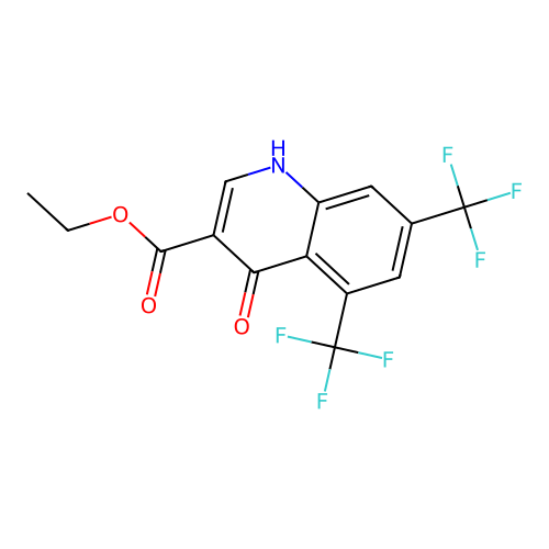 5,7-Bis(trifluoromethyl)-4-hydroxyquinoline-3-carboxylic acid ethyl ester structure
