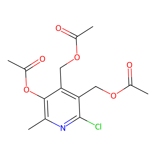 [5-Acetyloxy-3-(acetyloxymethyl)-2-chloro-6-methylpyridin-4-yl]methyl acetate structure