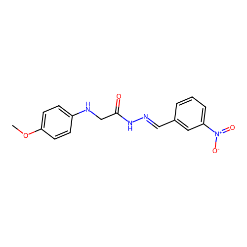 2-(4-methoxyanilino)-N-[(3-nitrophenyl)methylideneamino]acetamide structure