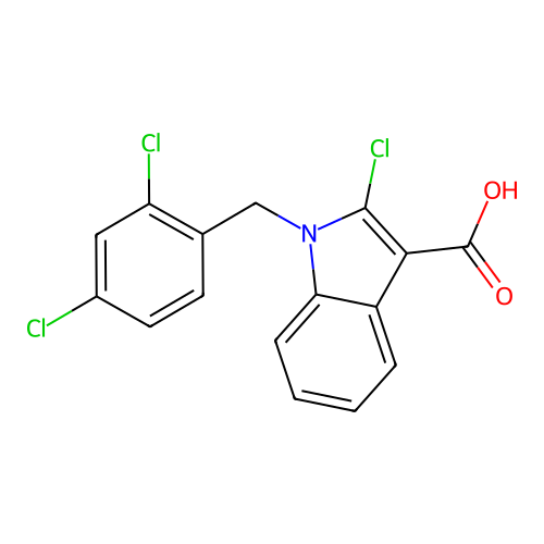 2-Chloro-1-[(2,4-dichlorophenyl)methyl]-1H-indole-3-carboxylic acid structure
