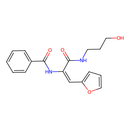 N-(2-(2-furyl)-1-{[(3-hydroxypropyl)amino]carbonyl}vinyl)benzamide structure