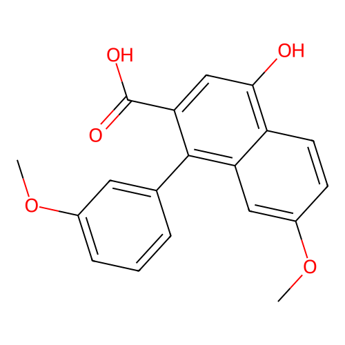 4-Hydroxy-7-methoxy-1-(3-methoxyphenyl)naphthalene-2-carboxylic acid structure