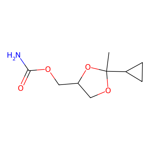 (2-Cyclopropyl-2-methyl-1,3-dioxolan-4-yl)methyl carbamate structure