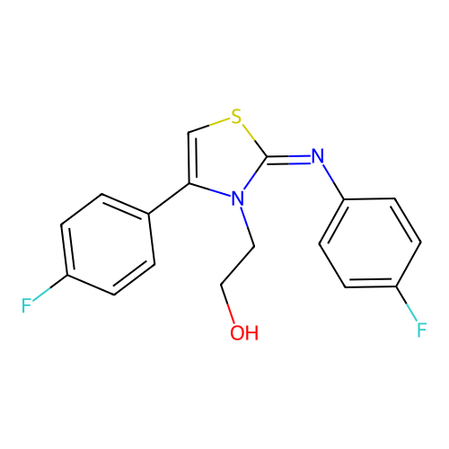 2-(4-(4-fluorophenyl)-2-[(4-fluorophenyl)imino]-1,3-thiazol-3(2H)-yl)ethanol structure