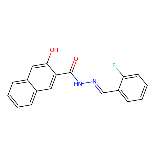 N-[(E)-(2-fluorophenyl)methylideneamino]-3-hydroxynaphthalene-2-carboxamide structure