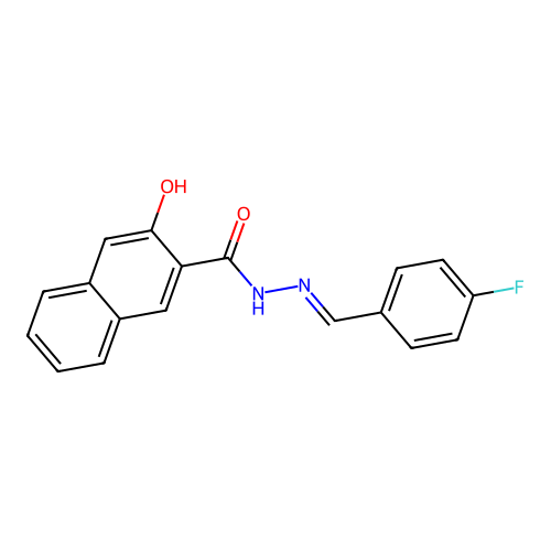 N'-(4-fluorobenzylidene)-3-hydroxy-2-naphthohydrazide structure